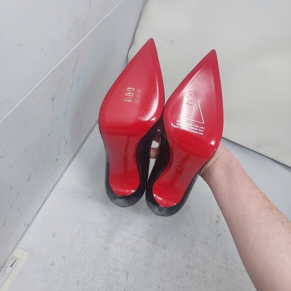 Christian Louboutin Patent Black Kate Crocodile Croc Pump Shoe - Picture 2 of 12